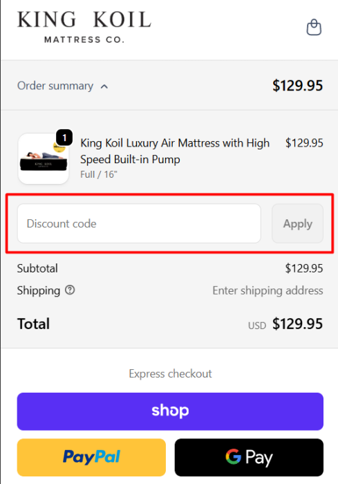 How to use King Koil promo code