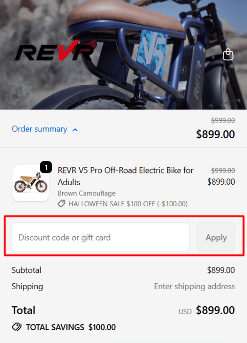 How to use REVR eBike promo code