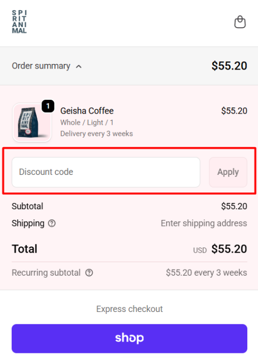 How to use Spirit Animal Coffee promo code