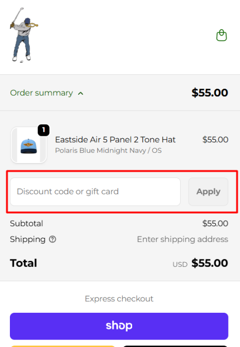 How to use Eastside Golf promo code