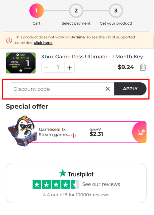 Where to enter Gameseal promo code How to use Gameseal promo code