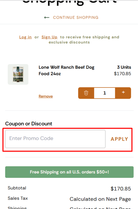 Where to enter Lone Wolf Ranch Pets promo code How to use Lone Wolf Ranch Pets promo code