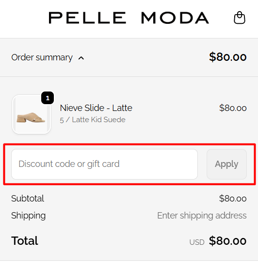 How to use Pelle Moda promo code