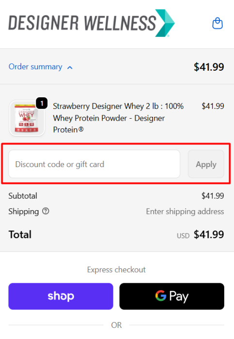 How to use Designer Wellness promo code