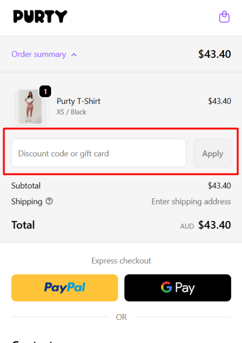 How to use Purty Body promo code