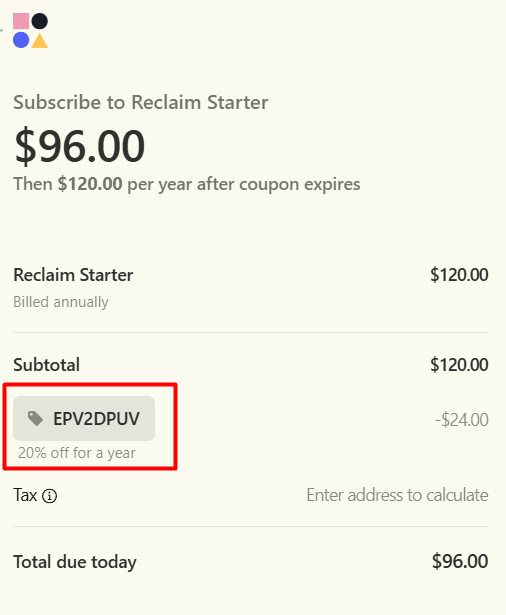 How to use Reclaim promo code