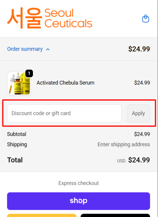 Where to enter SeoulCeuticals promo code How to use SeoulCeuticals promo code