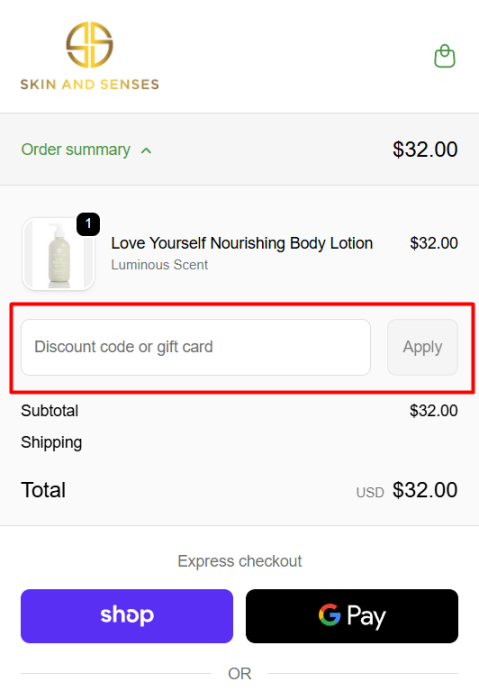 Where to enter Skin and Senses promo code How to use Skin and Senses promo code