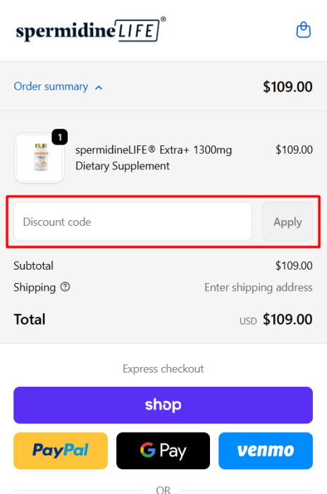 How to use SpermidineLIFE promo code