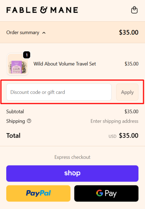 How to use Fable & Mane promo code