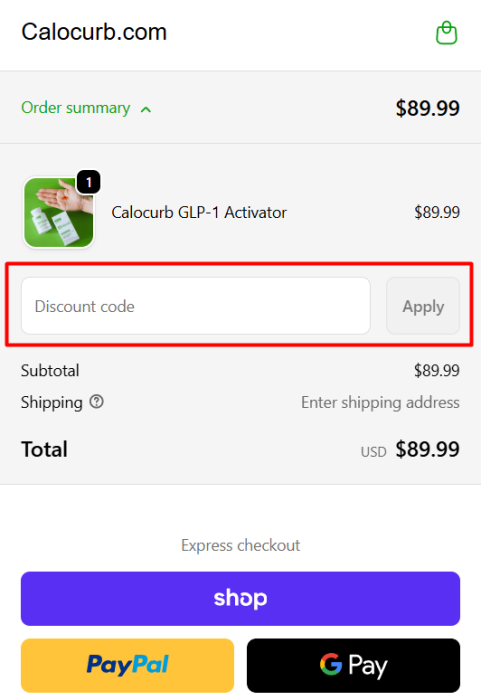 Where to enter Calocurb promo code How to use Calocurb promo code