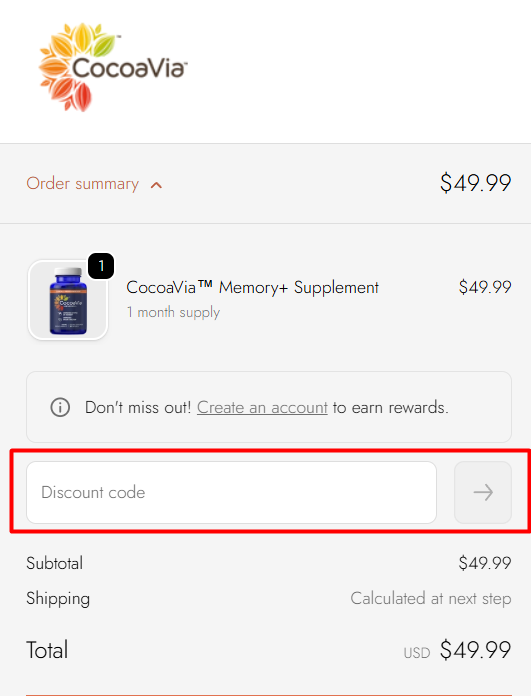Where to enter CocoaVia promo code How to use CocoaVia promo code