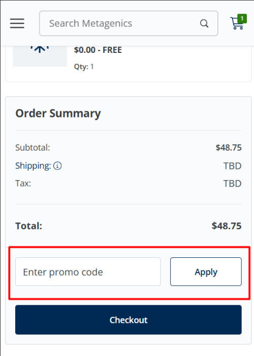 Where to enter Metagenics promo code How to use Metagenics promo code