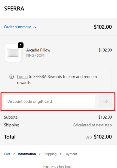 Where to enter SFERRA promo code How to use SFERRA promo code