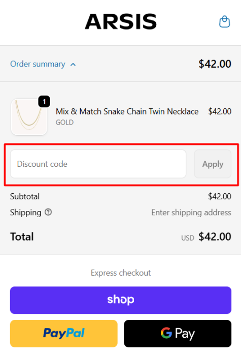 Where to enter ARSIS Jewelry promo code How to use ARSIS Jewelry promo code