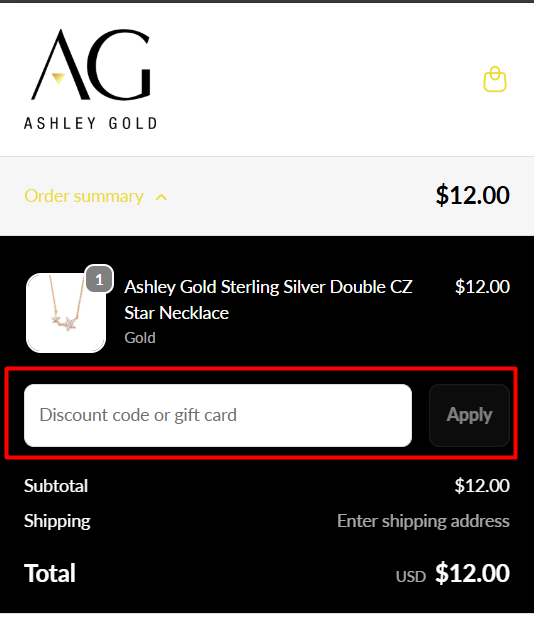 Where to enter Ashley Gold promo code How to use Ashley Gold promo code