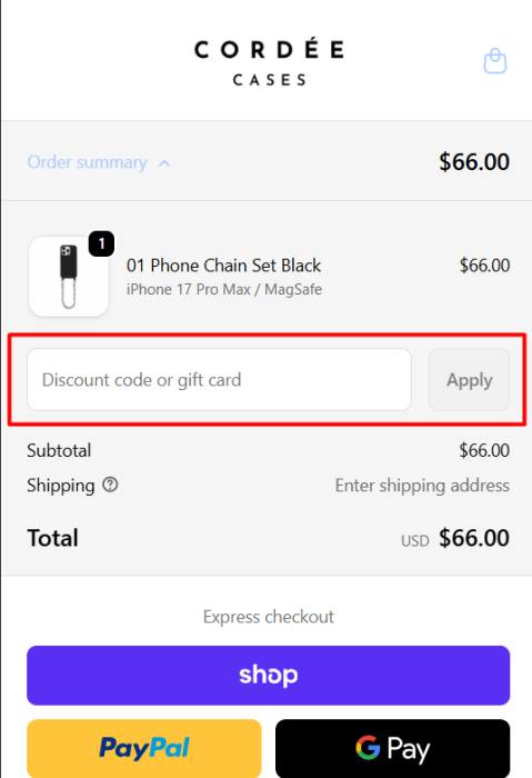 How to use Cordée Cases promo code