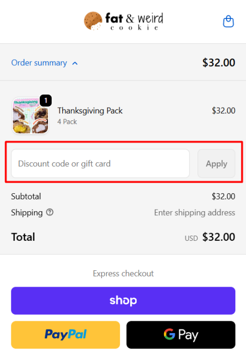 How to use Fat & Weird Cookie promo code