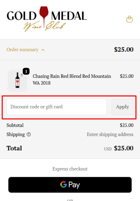 How to use Gold Medal Wine Club promo code