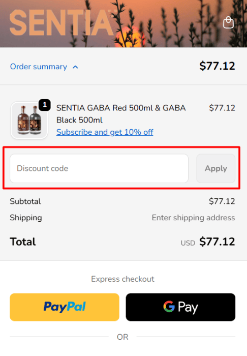 How to use Sentia Spirits promo code