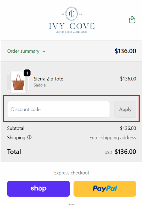 Where to enter Ivy Cove promo code How to use Ivy Cove promo code