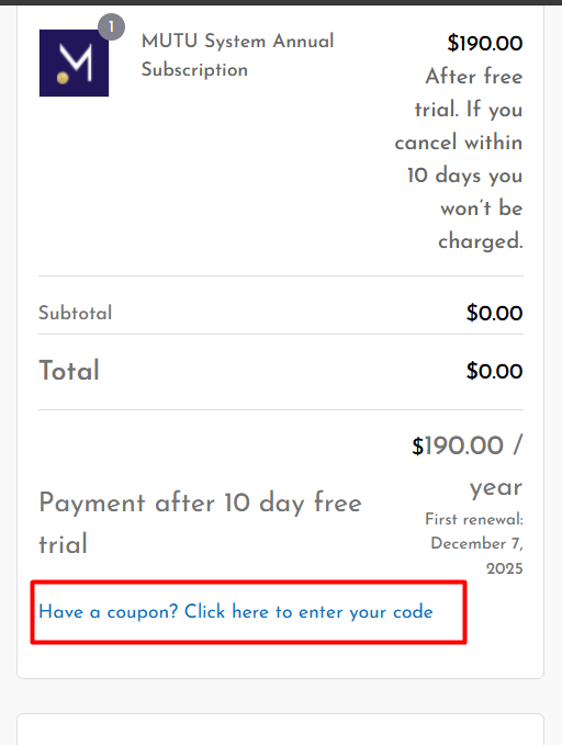 How to use MUTU System promo code