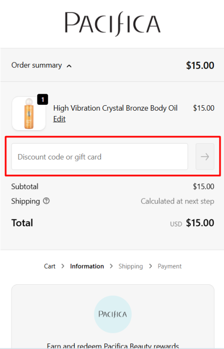 Where to enter Pacifica promo code How to use Pacifica promo code