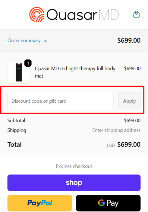 How to use QuasarMD promo code
