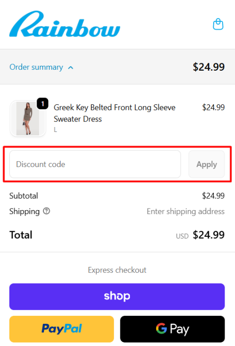 Where to enter Rainbow Shops promo code How to use Rainbow Shops promo code