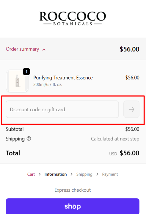 Where to enter Roccoco Botanicals promo code How to use Roccoco Botanicals promo code