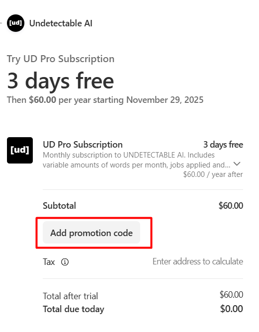 How to use Undetectable AI promo code