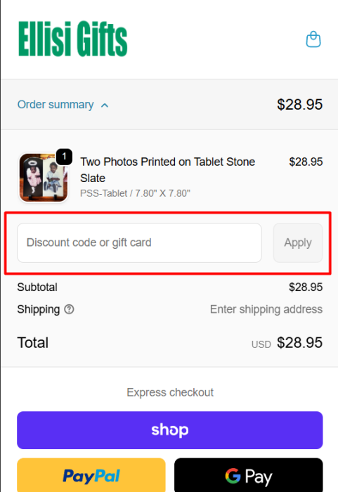 How to use Ellisi Gifts promo code