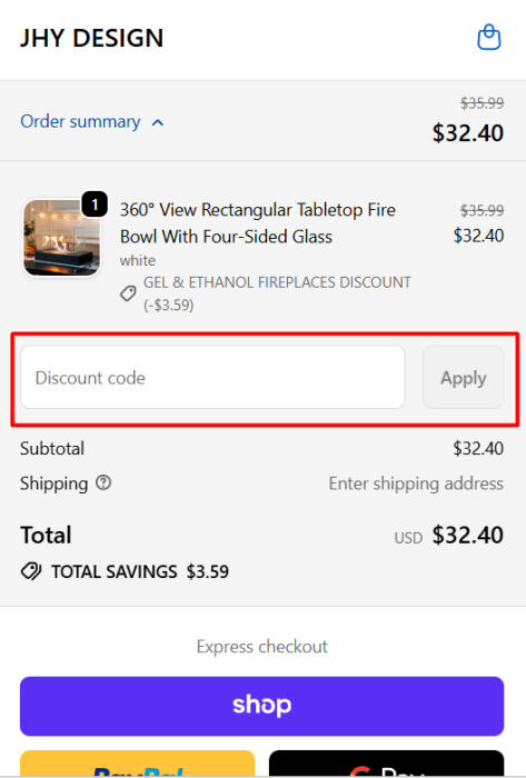 How to use JHY Design promo code