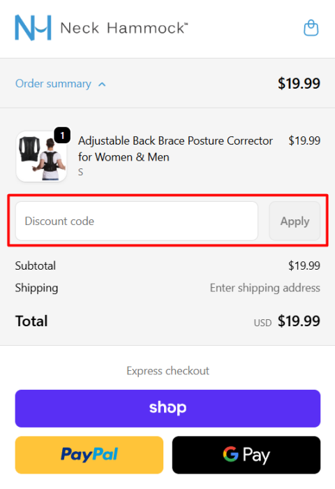 How to use Neck Hammock promo code