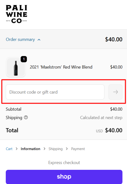 How to use Pali Wine Co. promo code