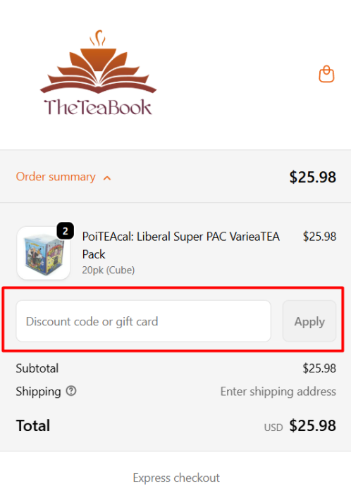 How to use The TeaBook promo code