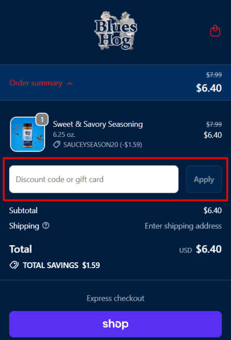 How to use Blues Hog promo code