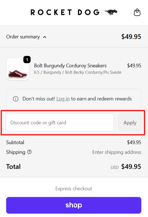 How to use Rocket Dog promo code