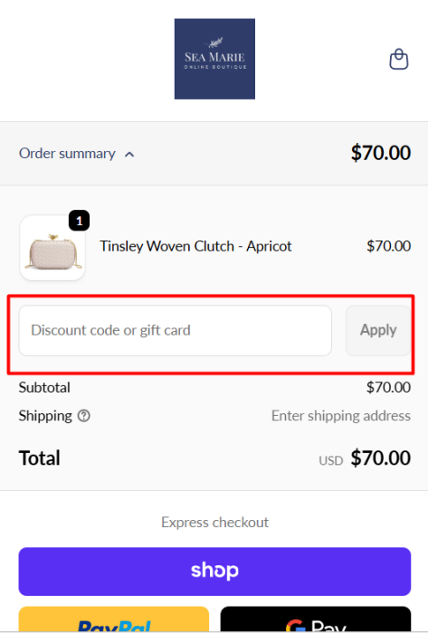 Where to enter Sea Marie Designs promo code How to use Sea Marie Designs promo code