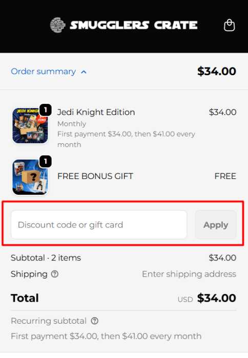 How to use Smugglers Crate promo code