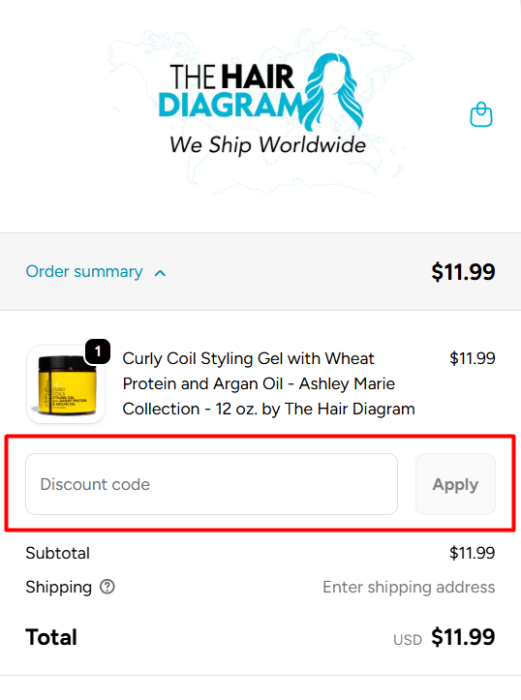 Where to enter The Hair Diagram promo code How to use The Hair Diagram promo code