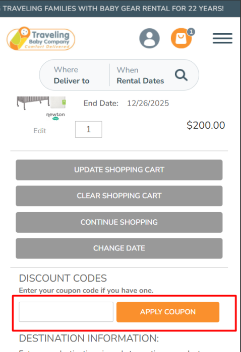 Where to enter Traveling Baby Company promo code How to use Traveling Baby Company promo code