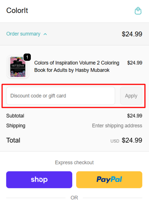 Where to enter ColorIt promo code How to use ColorIt promo code