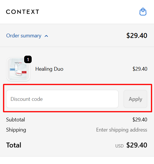 Where to enter Context Skin promo code How to use Context Skin promo code
