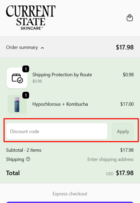 Where to enter Current State Of Beauty promo code How to use Current State Of Beauty promo code