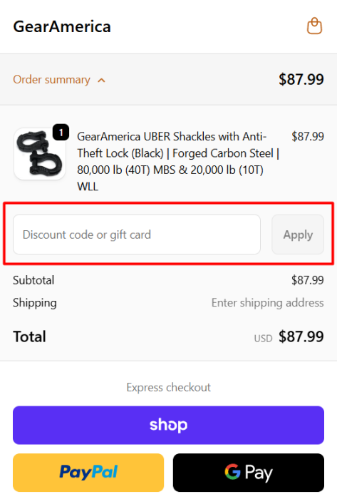 Where to enter GearAmerica promo code How to use GearAmerica promo code