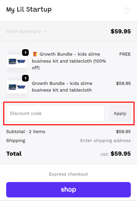 Where to enter My Lil Startup promo code How to use My Lil Startup promo code