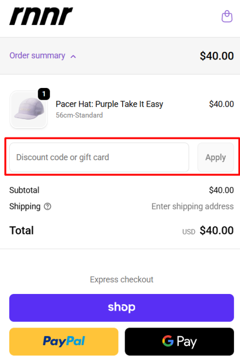 How to use RNNR promo code