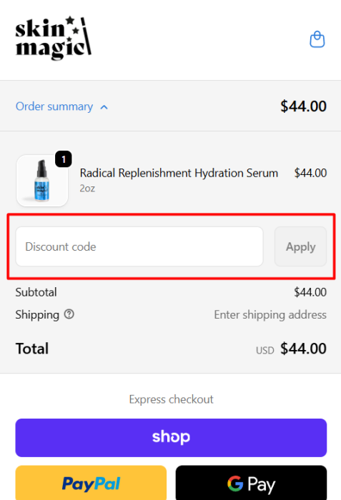 Where to enter Skin Magic promo code How to use Skin Magic promo code