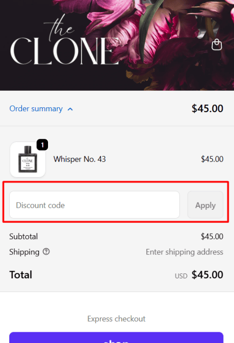 How to use Clone of Perfume promo code
